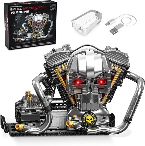 Twin motorcycle skull - v-twin, engine
